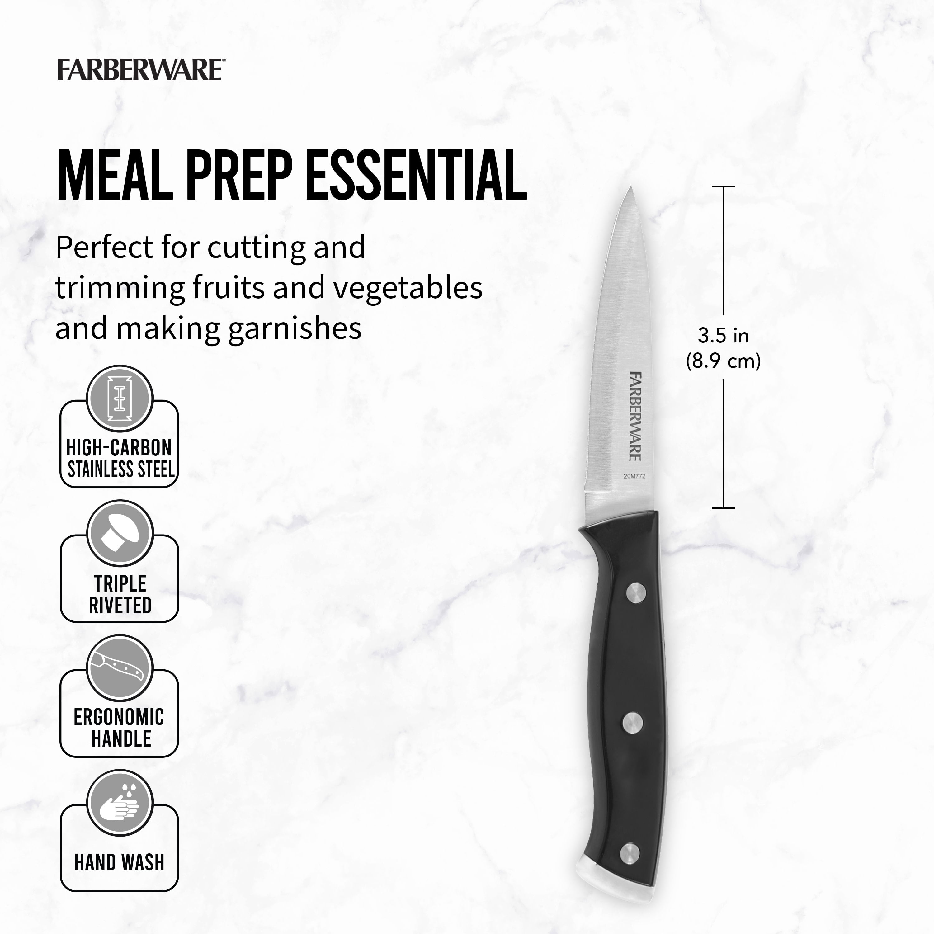 Farberware Professional 3-inch Ceramic Paring Knife with Black Blade Cover  and Handle 