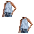 thumbnail image 3 of Qarigey Blusa informal sin mangas con estampado, camisa holgada, cumpleaños, boda, aniversario, vacaciones, baile, Top, ropa de verano para viajes Type1 NO1 Qarigey CBP251005, 3 of 5