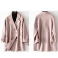 thumbnail image 4 of YueHuiYing Women's Long Coat Notched Lapel Collar Pea Coat Winter Elegant Blend Over Coats Jackets, 4 of 8