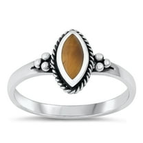 CHOOSE YOUR COLOR Sterling Silver Tiger Eye Bali Marquise Ring .925 Band Jewelry Female Male Size 8