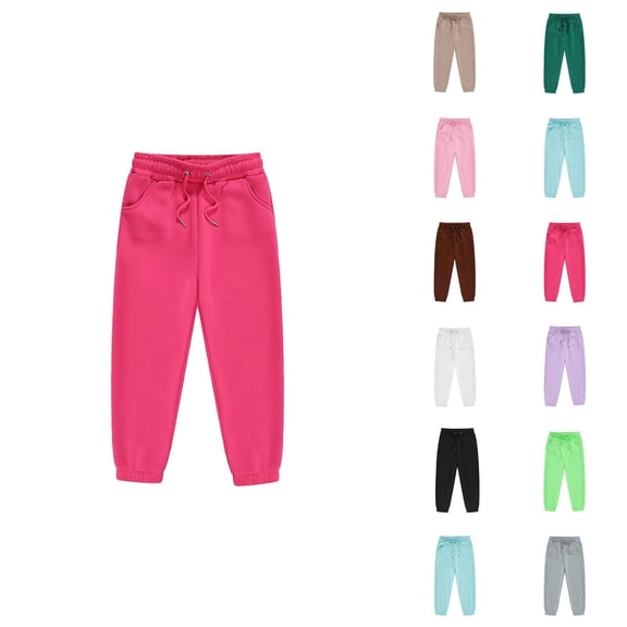 Girls Boys Sweatpants 2025 Fashion Elastic Waist Drawstring Solid Color Jogging Pants Kids Sweat Pants with Pockets