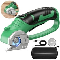 JELLAS Cardboard Cutter, 4V Cordless Electric Scissors, Box Cutter , Rechargeable Power Rotary Cutter with Blades, Storage Bag, Safety Lock, LED Light, for Cardboard, Box, Carpet, Fabric, Leather