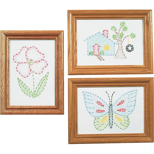 Stamped Embroidery Kit Beginner Samplers, 6" x 8", 3/pkg