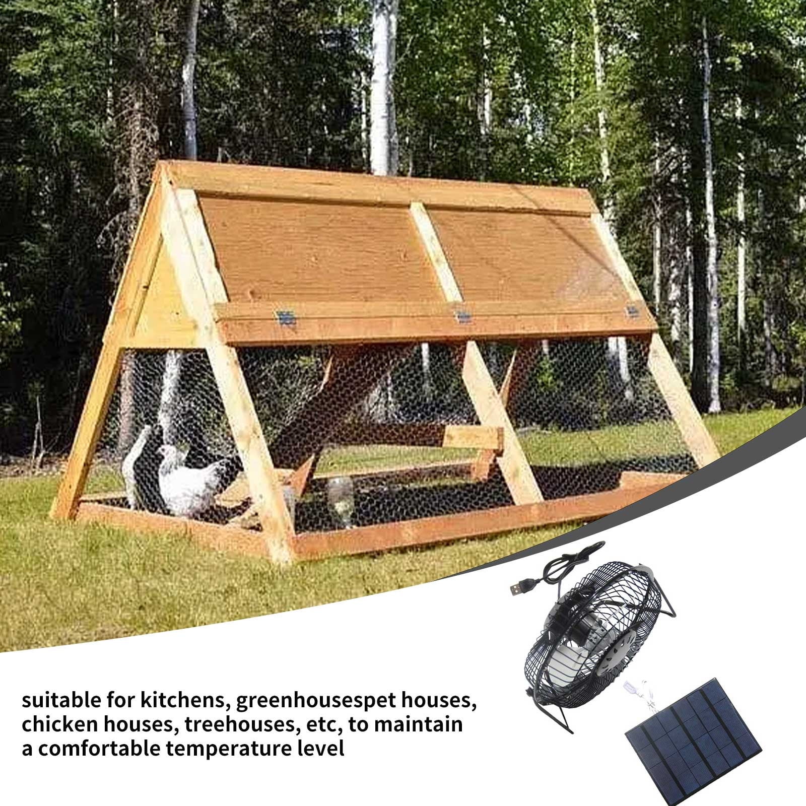 Solar Powered Exhaust Fan Kit For Chicken Coops, Greenhouses, Sheds, Pet Houses, Home CampingAnd -