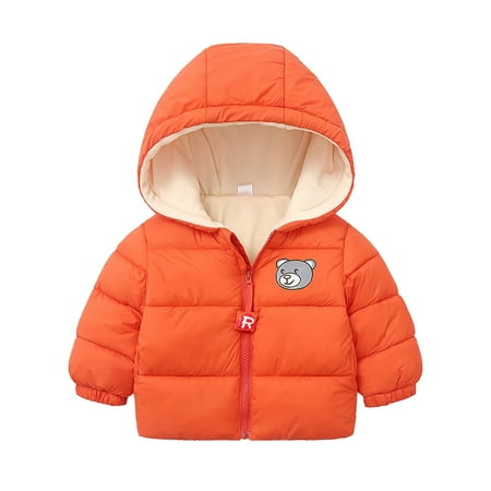 

EHTMSAK Toddler Baby Boy Girl Fleece Fall Winter Jackets Children Thicken Zip Up Coat Hooded Long Sleeve Outerwear Orange 1Y-9Y 110