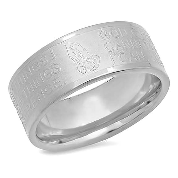 Stainless Steel Mens Lords Prayer Cross Religious Comfort-fit Band Ring Size 10 Wedding Band for Men