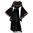 thumbnail image 5 of IROINNID Halloween Costumes For Women Empire Dress Vampire Cosplay Costume Vintage Witch Long Sleeve Hooded Maxi Dress,Black, 5 of 9