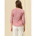 thumbnail image 5 of DARING DIVA Women's V Neck Polka Dots 3/4 Sleeve Casual Button Blouse XS Pink, 5 of 6