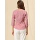 thumbnail image 5 of Top de blusa de oficina vintage con botones de manga 3/4 y lunares para mujer Rosa L, 5 of 6