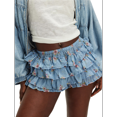 thumbnail image 1 of Women Floral Ruffle Layered Mini Shorts Cute Frilly Micro Bloomers Puffy Bubble Bottoms Blue S, 1 of 7
