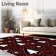 thumbnail image 2 of ODIKA 5'x7' Machine Washable Non-Slip Area Rug, Whimsical Holiday Icon with Stylized Trees and Stars Floor High Traffic Rug with Pad, Black, 630417, 2 of 8
