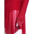 thumbnail image 7 of renvena Women Ruched Detail Lyrical Dress Irregular Mesh Hem Ballet Tulle Skirt Leotard Figure Skating Dress Burgundy XXL, 7 of 7