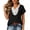 Black, variant on Womens Relaxed Fit Crinkle Gauze Blouse - Embroidered Split V-Neck Lace Top, Boho Casual Short Sleeve Dark Gray,Size XL