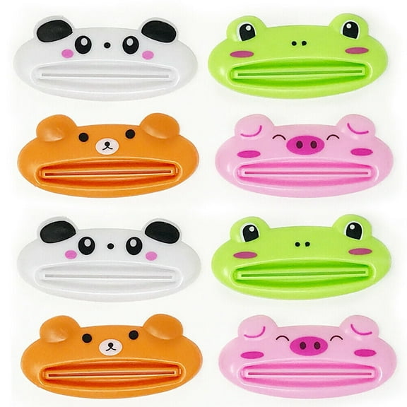 8 Pack Dispenser Squeeze Tube Squeezer Easy Toothpaste Animal Lip Roll