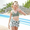 thumbnail image 4 of GYRATEDREAM Girl's 3 Pieces V Neck Bikini Swimsuit with Wrap Beach Skirt 8-12 Years, 4 of 13