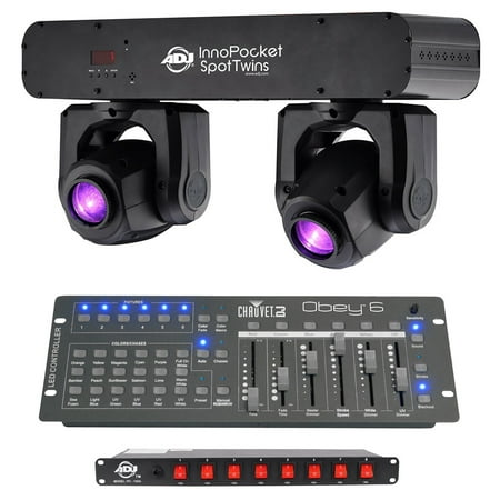 American DJ ADJ Inno Pocket Spot Twins Moving Head Lights+Controller+Power Strip