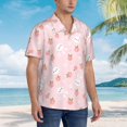 thumbnail image 5 of Xecao Rabbit And Peach print Hawaiian shirt - a stylish short-sleeve button-down for men, perfect for casual beach and tropical outings., 5 of 9