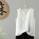 thumbnail image 2 of Vestidos Casuales Para Mujer, Blusas De Mujer De Moda Jersey de cuello en V con abertura y dobladillo de lino sintético de color liso para mujer, camiseta de tirantes de moda, 2 of 6