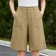 thumbnail image 4 of TaTaai Women Solid Color Casual Cotton Linen Capri Pants Split Hem Knee Length Shorts Loose Fit Lightweight Breathable Machine Washable Non See-through Daily Office Wear Gift, 4 of 4
