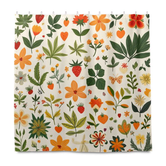 Yayeee Shower Curtain with Hooks 72"x72" Waterproof Fabric Bathroom Hanging Decor, Leaves Pattern
