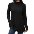 thumbnail image 2 of Qulqfy Long Sleeve Tops for Women Knitting Cotton Black Turtleneck Dressy Casual Blouses Fall Tunic Shirts for Women, 2 of 7
