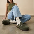 thumbnail image 4 of Cushionaire Hamlet Genuine Leather Suede Clogs for Women, Slip On Shoes with Detailed Metal Buckle Strap and Memory Foam Footbed, 4 of 25