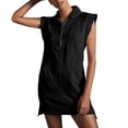 thumbnail image 2 of Jzuxvd Womens Summer Half Zip Sweatshirt Dresses V Neck Collared Sleeveless Workout Tunic Mini Dress Black L, 2 of 8
