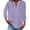 Purple, variant on Women's Plus Size Cotton Linen T-Shirt, Button Down V Neck 3/4 Sleeve Blouse, Loose Fit Casual Top for Daily Wear, Vacation, Work and Relaxed Outfits Beige L