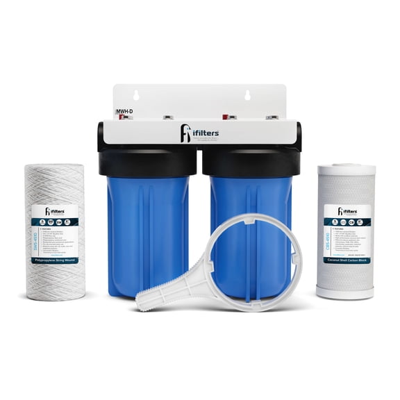 Whole House Filtration System Complete Dual Stage Commercial Grade Sediment Chlorine Taste Odor VOC's, 1" Ports