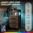 thumbnail image 5 of Bestco LED Nightstand End Table with Charging Station & 3 Drawers for Bedroom Rustic Brown, 5 of 15