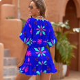 thumbnail image 4 of Floral Pattern Vivid Blue Women's Luxury Party Dress Evening Dresses Ladies Cover Ups, 4 of 6