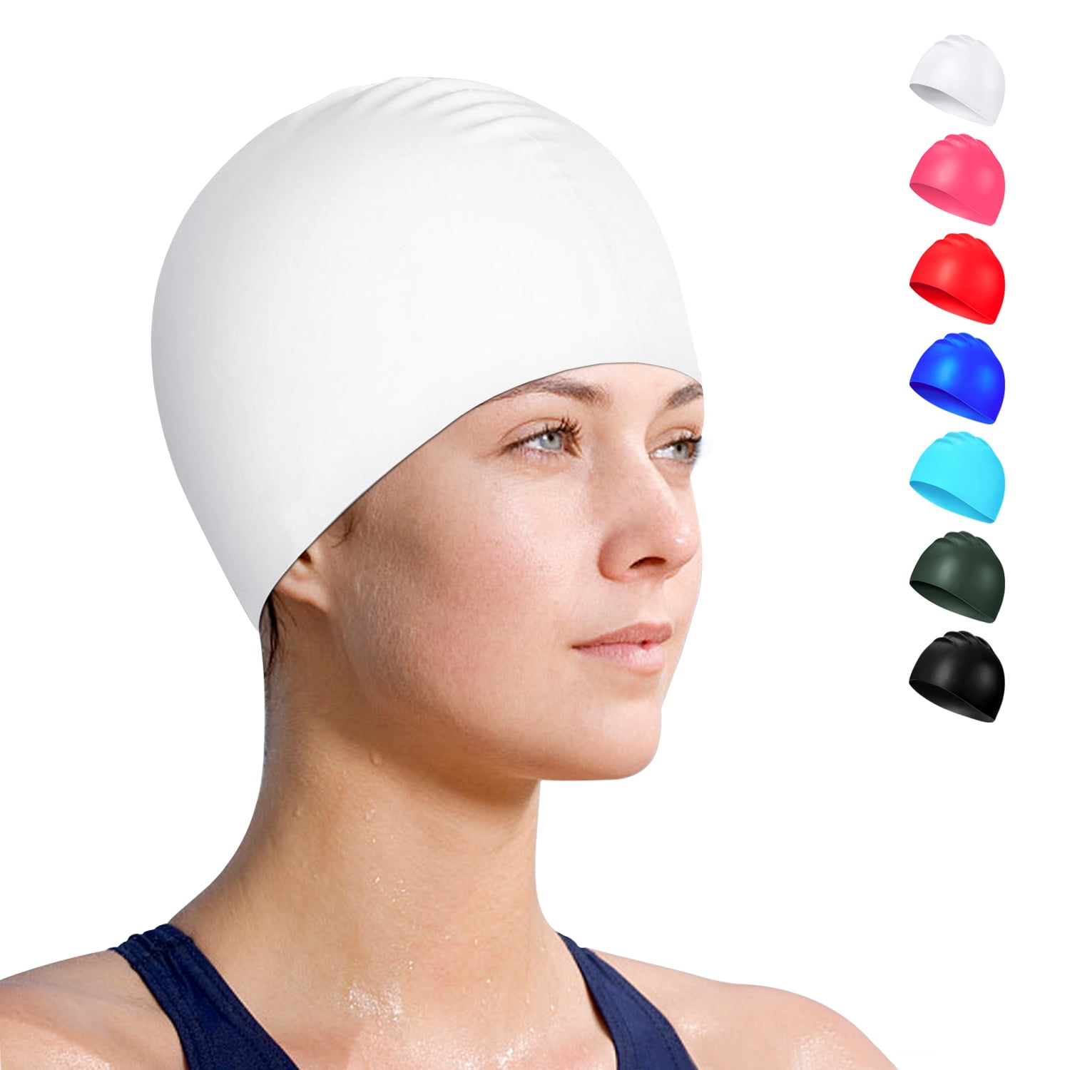 Zenoplige Swim Cap for Adults Durable Silicone Swim Cap for Long