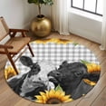 thumbnail image 2 of Round Rug 5Ft Washable Non-Slip, Sunflower Cows Circle Area Rugs for Living Room Bedroom, Farmhouse Floral Watercolor Botanical Plaid Indoor Floor Mats Carpet Runner for Home Decor Aesthetic, 2 of 8