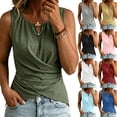 thumbnail image 2 of Elegant Linen Tank Tops for Women Cross Front Summer Keyhole Business Casual Blouses Dressy Sleeveless Shirts, 2 of 7