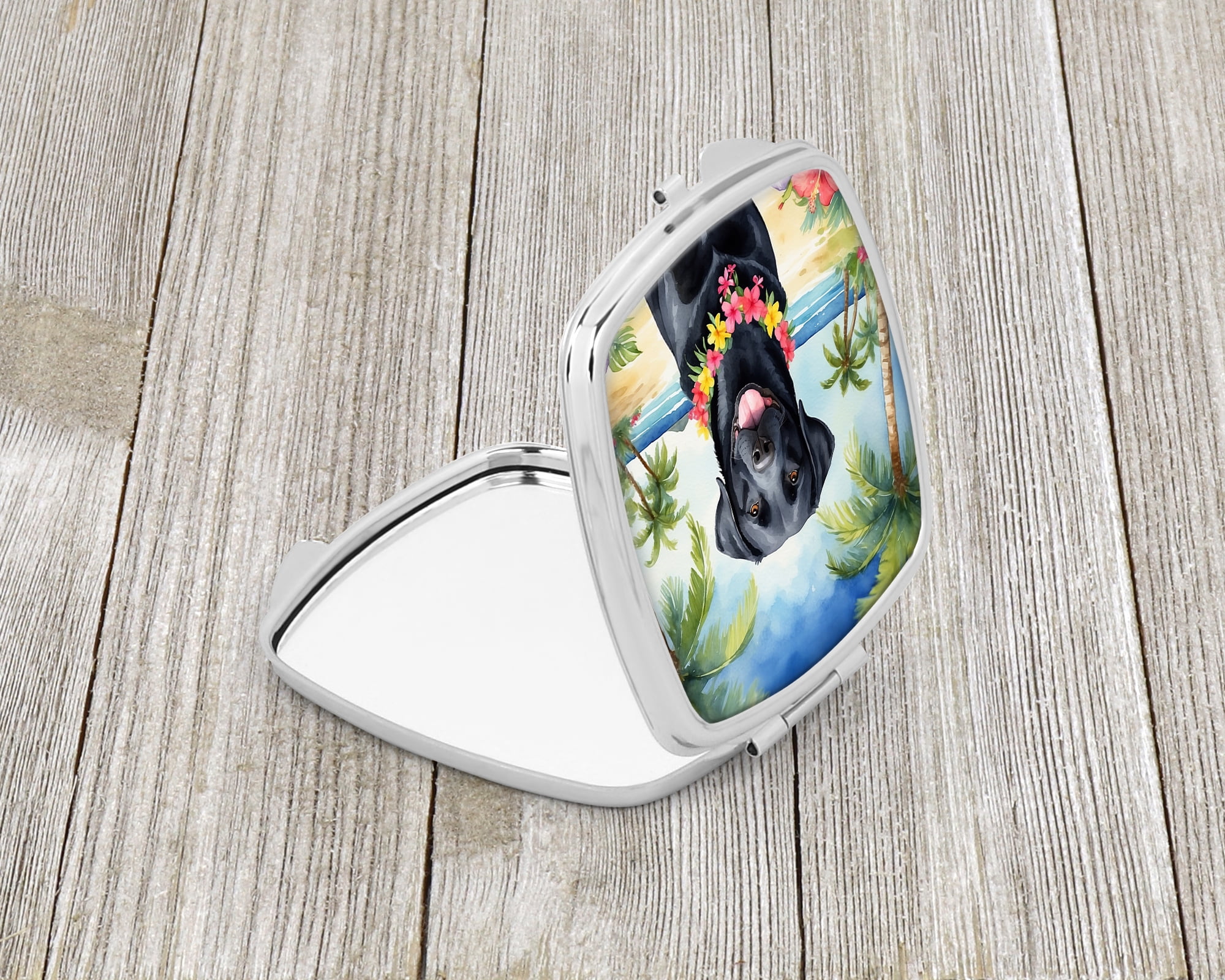 Black Labrador Retriever Luau Compact Mirror 2.75 in x 3 in