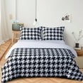 thumbnail image 1 of NTBAY Microfiber Queen Duvet Cover Set, 3 Pieces Soft Houndstooth Printed Cover Set with Zipper Closure and Corner Ties, Black and White, 1 of 5