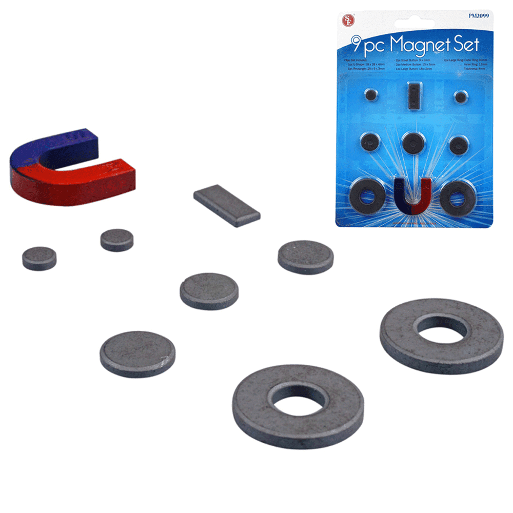 9 PC Universal Magnet Set Multi Purpose Kit Science Ceramic Assorted Shapes Size for sale online