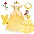 thumbnail image 4 of Vestido de princesa Bella de Disney para niñas, disfraz de La Bella y la Bestia, Cenicienta, Blancanieves, ropa de carnaval para Halloween para niños, 4 of 5