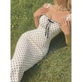 thumbnail image 2 of Black And White Polka Dot Fitted Midi Dress With Square Neck And Spaghetti Straps, 2 of 7