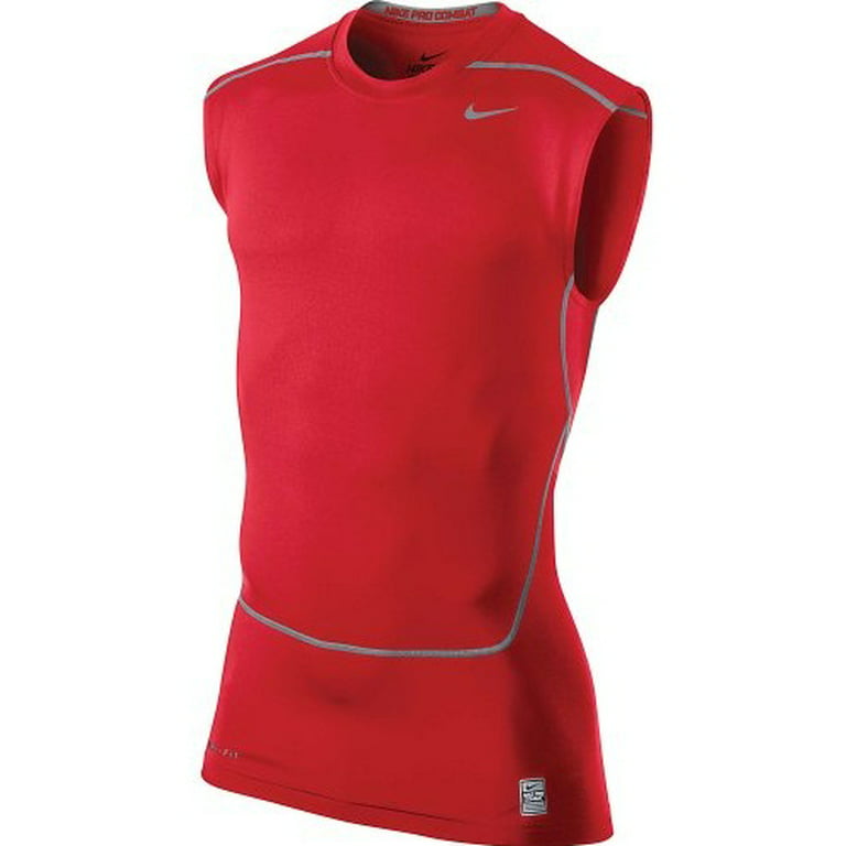 Nike Men's Pro Combat Core Compression 2.0 Short Sleeve Shirt, Red, X-Large  