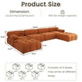 thumbnail image 4 of Magic Home 138.6" Modular Sectional Sofa with Movable Ottomans, Modern Flannel Fabric Deep Seat U-Shaped Cloud Couches Orange Couch for Living Room, Apartment, Office, 6-Seat, Orange, 4 of 12