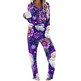 thumbnail image 7 of Christmas Pajamas Sets for Women Long Sleeve Holiday Graphic V Neck Button Down Length Pants Two Piece PJS Multicolor S, 7 of 7