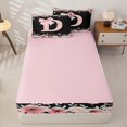thumbnail image 4 of Homewish Princess Bow D Zipper Full Size Comforter Sets with Fitted Sheet and 2 Pillowcases, Spring Flower Zipper Bedding Set, Pink Reversible, Pink Reversible, 4 Pieces, 4 of 6