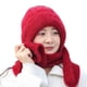 thumbnail image 4 of Gorro de otoño e invierno para mujer, forro polar, grueso, resistente al frío, bufanda, gorro integrado, gorro cálido con giro, gorro de lana de punto con punta cerrada, 4 of 5