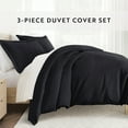 thumbnail image 5 of Noble Linens 3-Piece Black Duvet Cover Set, King/ Cal King, 5 of 9