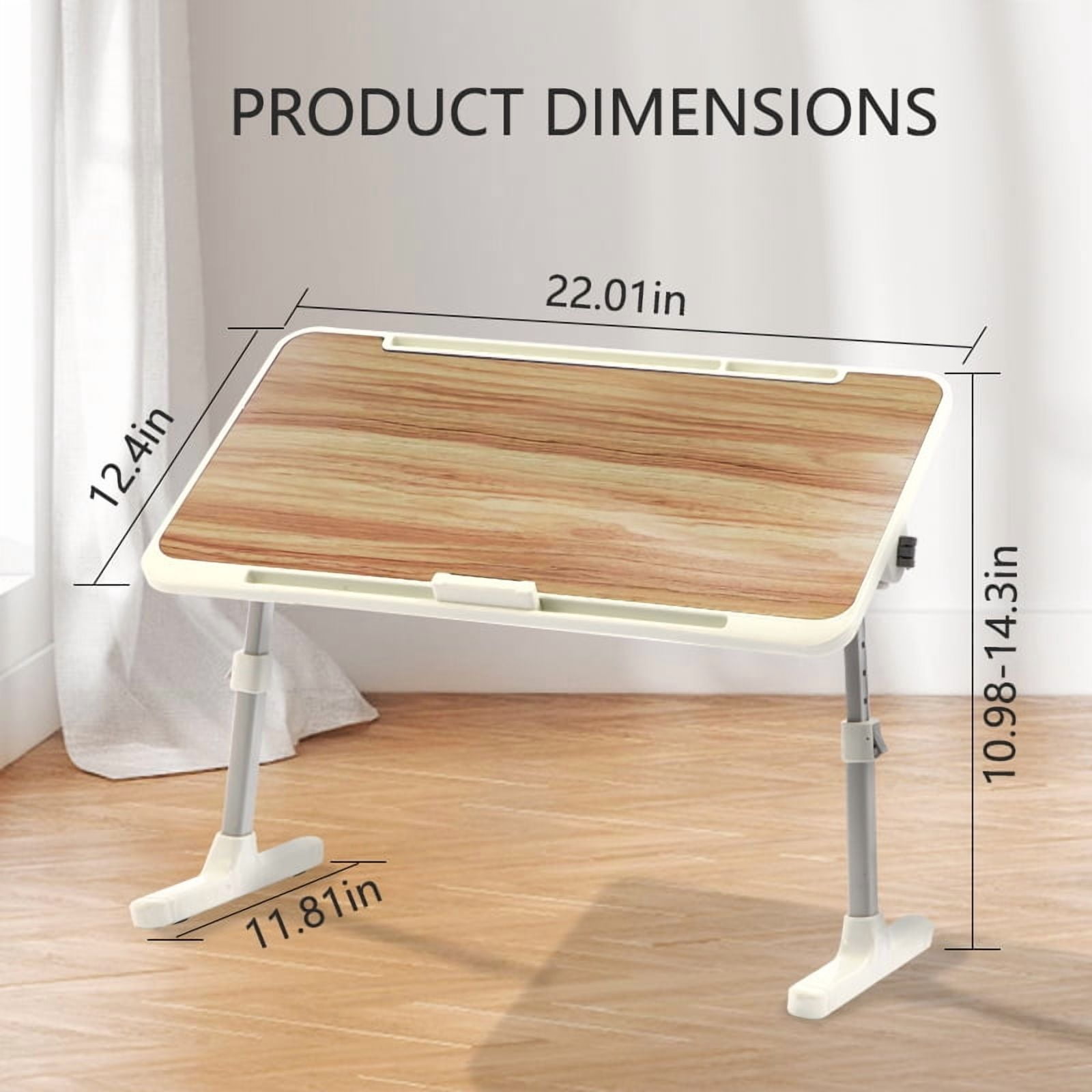 PHANCIR Height & Angle Adjustable Lap Desk, Laptop Stand Bed Tray, Foldable Laptop Desk with Storage Drawer, Walnut
