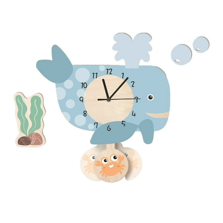 

1pc DIY Whale Clock Cartoon Hanging Clock Creative Wall Pendant Background Time Displayer for Home Class