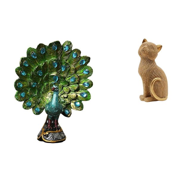Figura de escritorio,Estante de estatua de pavo real para escritorio,decoración del hogar,Figura decorativa creativa para la oficina y el hogar.,Figura de escritorio,Estatua de gato,linda