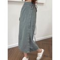 thumbnail image 5 of Womens Wrap Tie Denim Skirt Blue Mid-Length Casual Style, 5 of 15