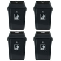 Anbers 4 Packs 13 Gallon Kitchen Trash Can with Swing Lid, Large Plastic Kitchen Garbage Cans, Grey